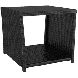 vidaXL Beistelltisch mit Glasplatte Schwarz Poly Rattan & Hartglas