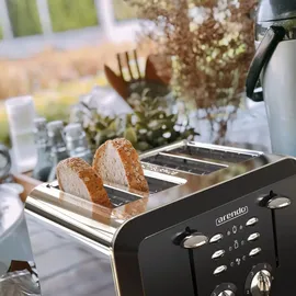Arendo - Automatik Toaster 4 Scheiben in Edelstahl - bis zu vier Sandwich und Toast-Scheiben - Bräunungsgrad 1-6 - Aufwärm- und Auftaufunktion