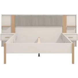 Home Affaire Bett HOME AFFAIRE "Belfort Bettanlage, mit gepolstertem Kopfteil, weicher Cordstoff", grau (hellgrau, hellgrau, artisan eiche), B:268cm H:115cm L:208,5cm, 92%PES, 8%NY, Betten, Bett, Liegefläche 160x200cm, FSC-zertifizierter Holzwerkstoff