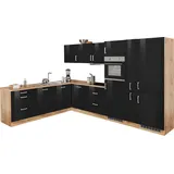 kochstation Winkelküche L-Form 240 x 330 cm schwarz