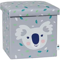 Love IT Store IT Sitzhocker mit Stauraum - Hocker aus Stoff - Verstärkt mit Holz - Belastbar bis 150 kg - Grau mit Koala - 35x35x35 cm