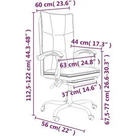 vidaXL Bürostuhl mit Liegefunktion Kunstleder Grau