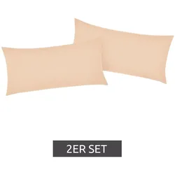 2er Set my home Kissenhülle nachhaltiger Kissen-Bezug aus Baumwolle 40x80cm Wohn-Dekoration 402884 Beige - One-Size