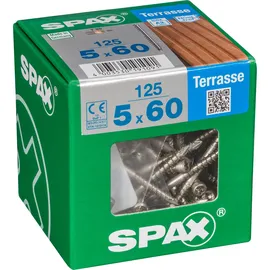 SPAX Terrassenschrauben 5.0 x 60 mm TX 25 - 5 x Edelstahl rostfrei A2, Blank, 125 Stk.