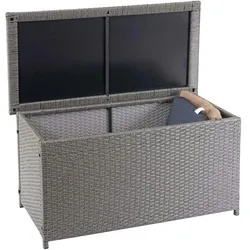 Mendler Poly-Rattan Kissenbox HWC-D88, Gartentruhe Auflagenbox Truhe ~ Basic grau, 51x115x59cm 250l