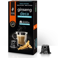 King Cup - 1 Packung mit 10 Zuckerfreier Ginseng Deca Kapseln, 10 Kapseln 100% Kompatibel mit dem Nespresso-System von Ginseng Getränk, Glutenfrei und Laktosefrei