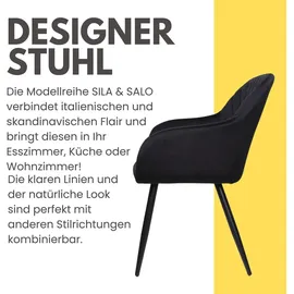 Albatros Esszimmerstuhl SALO Samt Schwarz 2er Set
