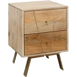 FineBuy Nachtkonsole SAKIR Nachttisch Boxspringbett Nachtkästchen Holz massiv
