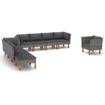 vidaXL Garten-Lounge-Set 9-tlg. grau