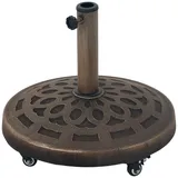 Outsunny Sonnenschirmständer aus Beton, Schirmständer mit Rolle, Rund Schirmhalter, Schirmgewicht, Ständer für Sonnenschirm 34/38/48mm Rohrdurchmesser, für