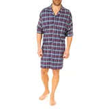Normann Care Herren Pflegenachthemd Kurzarm, 53045, Farbe:dunkelrot/Navy;Größe:48 - 48
