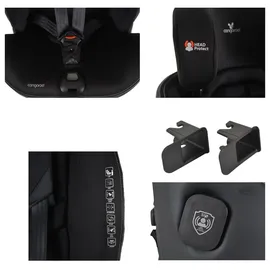 Cangaroo Kindersitz i-Size Castor (40-150cm) Gruppe 0/1/2/3 Isofix, Kopfschutz grau - Grau/Schwarz