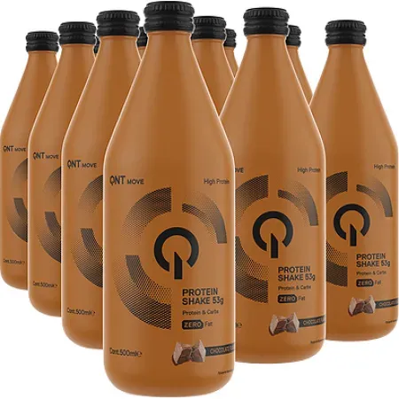 QNT Protein Shake Glasflaschen Schokolade 12x500ml