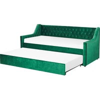 Beliani, Bett, Tagesbett ausziehbar Samtstoff smaragdgrün Lattenrost 90 x 200 cm MONTARGIS (90 x 200 cm)