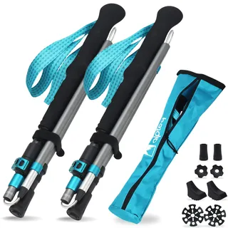 Alpteq® Wanderstöcke faltbar Carbon Zicral Hybrid | Bergsport Trekkingstöcke | Nordic Walking Stöcke Damen & Herren | extra leicht und Teleskop variabel (Carbon Zicral 110-130 cm | Blue Teal)