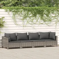 Ankonbej 4-tlg. Garten-Lounge-Set mit Kissen Grau Poly Rattan - Grau
