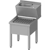 Stalgast Handwasch- und Ausgussbecken-Kombination, 500x700x850 mm, mit klappbaren Abstellrost, mit Aufkantung, verschweißt