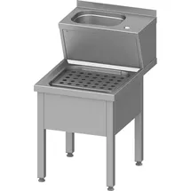Stalgast Handwasch- und Ausgussbecken-Kombination, 500x700x850 mm, mit klappbaren Abstellrost, mit Aufkantung, verschweißt