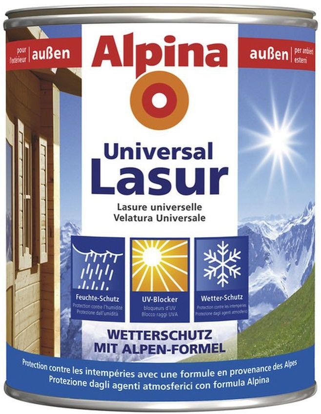 Alpina Universal Holzlasur, Teak, 750 ml, außen