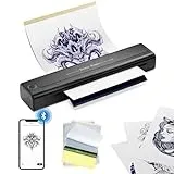 LIUMATE H1 Tattoo Drucker Bluetooth Tattoo Stencil Printer mit 10pcs Transferpapier, Stencil Drucker Tattoo Printer Thermodrucker Kompatibel mit Smartphone PC Tablet