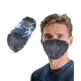 Tayogo 50 FFP2 Schwarz Stück Maske Atemschutzmaske Staubschutzmasken hygienisch einzelverpackt zertifiziert CE Mundschutzmaske EU2016/425 Respirator Mask Masken 5-Lagen (50 Männliche Fantasie)