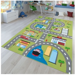 Kinderteppich Kinderteppich Spielteppich Für Kinderzimmer Mit Straßen-Muster, TT Home, quadratisch, Höhe: 4 mm grün quadratisch - 200 cm x 200 cm x 4 mm