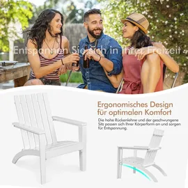 Costway Adirondack Gartenstuhl 73 x 73 x 85 cm weiß