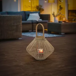 ECD Germany Laterne H 44 cm Holzfarbe Beige