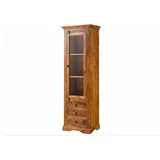Massivmoebel24 Vitrine Akazie 60x44x190 honig lackiert OXFORD #0528 | 2 Jahre Gewährleistung | mind. 14 Tage Rückgaberecht - Braun