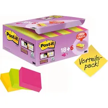 Post-it Super Sticky Notes, 47.6 mm x 47.6 mm, 18 Blöcke + 6 GRATIS, 90 Blatt pro Block - Selbstklebende Notizzettel für Notizen, To-Do-Listen und Erinnerungen