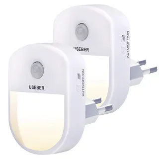 LED Nachtlicht Steckdose mit Bewegungsmelder,[2 Stück] Useber ,(EIN/AUTO/AUS),Warmweiß Nachtlicht Kinder für Kinderzimmer, Treppe,Schlafzimmer,Steckdosenlicht,Orientierungslicht