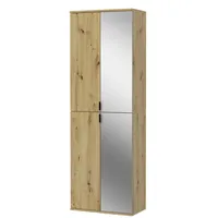 Inn.furn Schuhschrank Eiche Artisan 60 cm mit Spiegel Line-Up