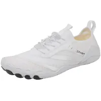 Refttenw Unisex Wasserschuhe Schnelltrocknende Strandschuhe Rutschfest Barfußschuh Atmungsaktiv Badeschuhe, Null-Abfall, Breite Zehenbox weiß 46(299mm)