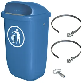 BRB-Lagertechnik Abfallbehälter für den Außenbereich 50 L blau 1 St. inkl. Schellenband