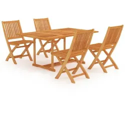 vidaXL Garten-Essgruppe Massivholz Teak Garten-Möbel : Größe - 5-tlg.