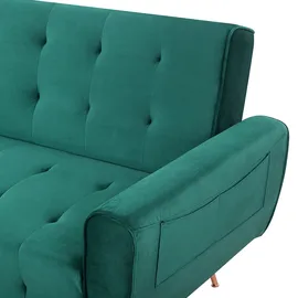 Beliani Schlafsofa Samt 3-Sitzer Smaragdgrün