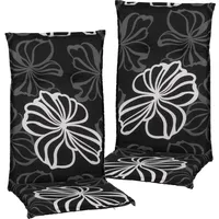 Nyvi Gartenstuhl-Auflage Barcelona – Hochlehnerauflage für Gartenstühle Dessin:Black Flower;Anzahl:2er
