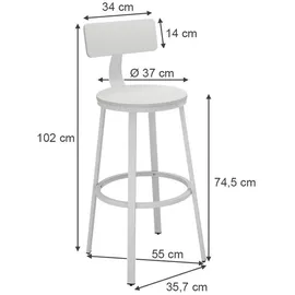 Vicco Barhocker Caracas Weiß 34 x 102 cm 2er Set