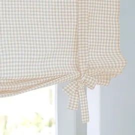 Kutti Bindegardine KUTTI "Cottage Raffgardine" Gr. 2, beige (beige, weiß), B:60cm H:100cm, Baumwolle, Gardinen, kariert, Baumwolle, Stangendurchzug, Bindegardine