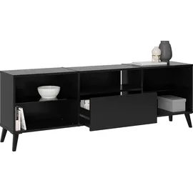FMD Dark TV-Board 153,5 cm Schwarz Glas/Holz/Kunststoff/Metall/Holzwerkstoff