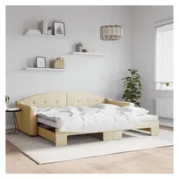 VidaXL Tagesbett Ausziehbar Creme 90x200 cm Stoff