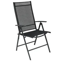 Lex Klappsessel 7 Positionen Gartenstuhl Gartenmöbel Liegesessel verstellbar Schwarz : Schwarz