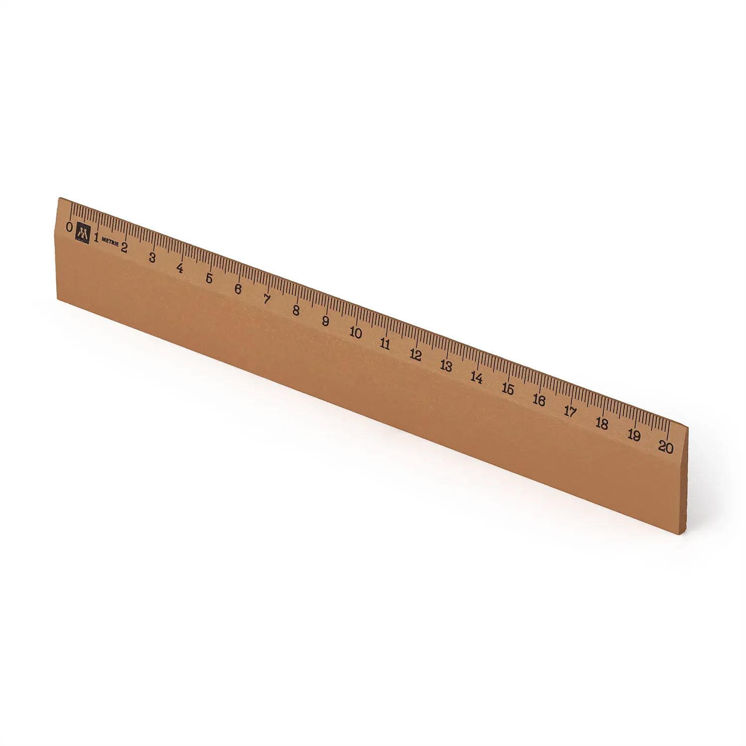 Metrie | Scholar-20CC Holzlineal ocker mit mm-Skala | 20 cm