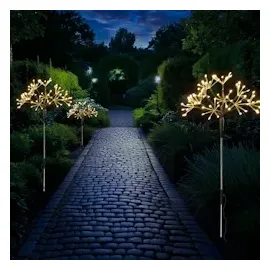 MARELIDA LED Gartenstecker Feuerwerk Firework Fernb. Leuchtstäbe 3er Set schwarz