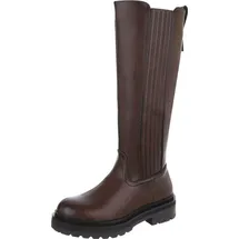 Ital-Design Plateaustiefel Damen Braun 37