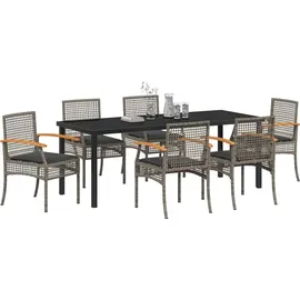 vidaXL Gartenmöbel-Set 7-tlg. Grau/Schwarz