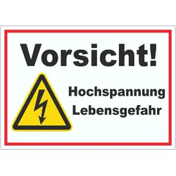 Vorsicht Hochspannung Lebensgefahr Aufkleber A1 (594x841mm)