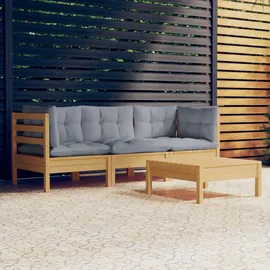 vidaXL Lounge Set 4-tlg. grau/braun inkl. Kissen