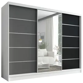 A&J MöbelLand Schiebetürenschrank AURELIA 1 200 x 215 x 59,5 cm Schwarz/Weiß