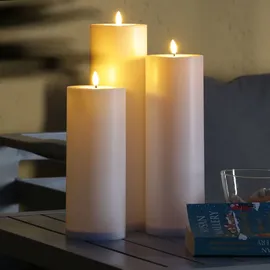 MARELIDA XXL LED Kerze Outdoorkerze H: 27,5cm D: 10cm Timer Sensor weiß für Außen Höhe)